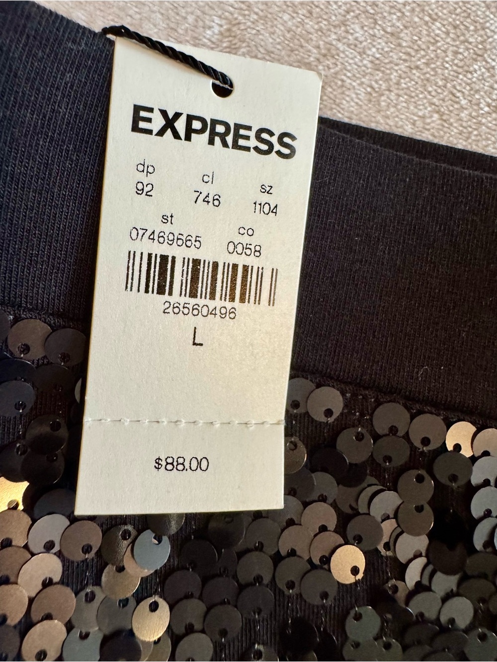 Express Black Sequin Pants NWT Size L $88 - Picture 5 of 6